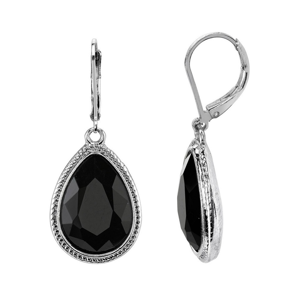 NWT 1928 Faceted Stone Teardrop Earrings